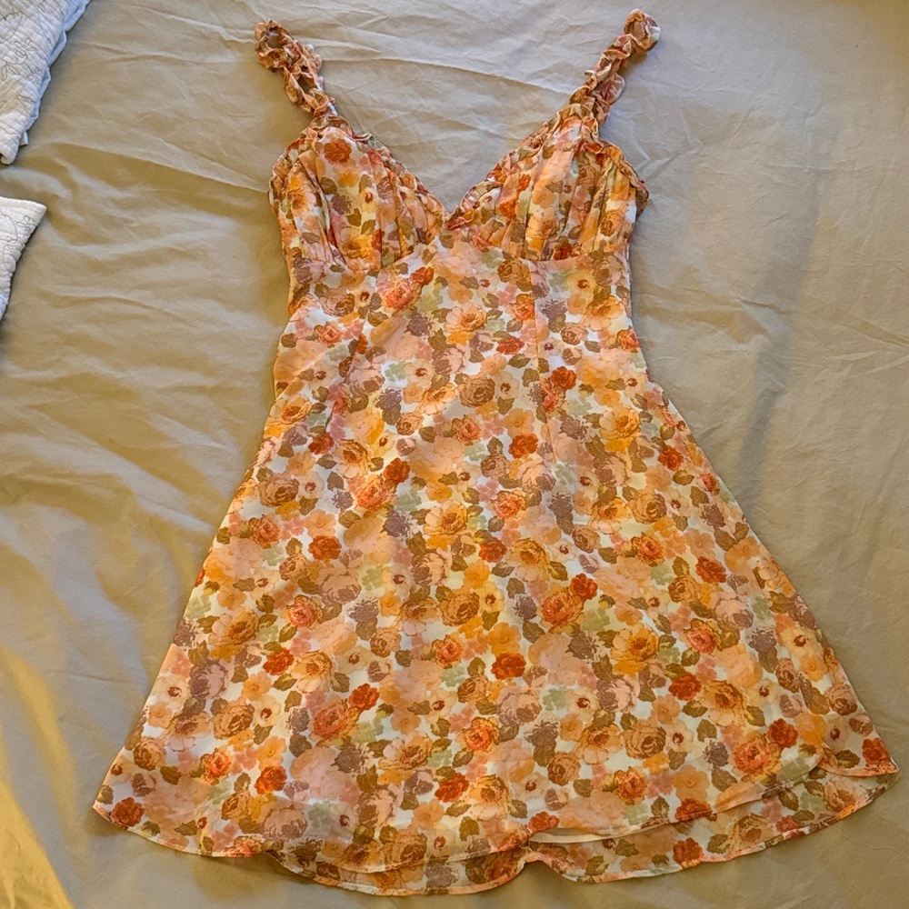 Orange Floral Mini Dress